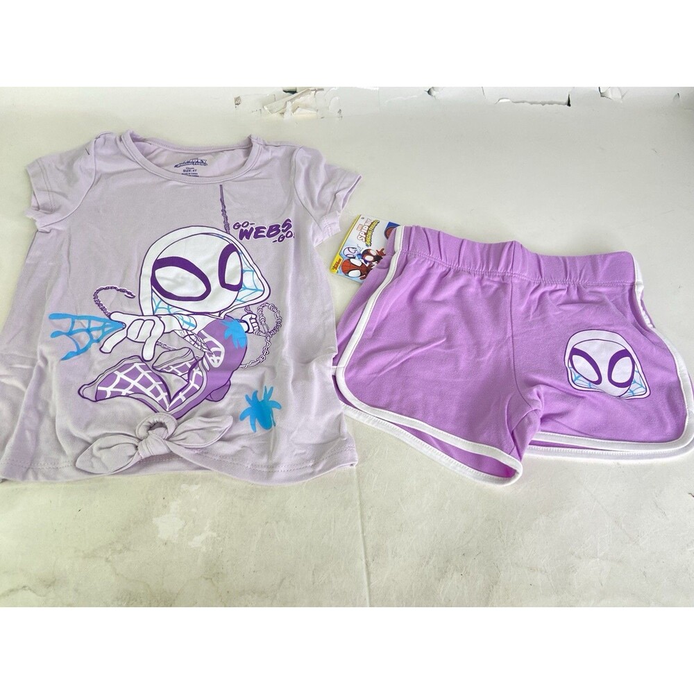 Marvel Ghost Spider Gwen 2 Piece T-Shirt Top and Shorts Outfit Set Girls 4T